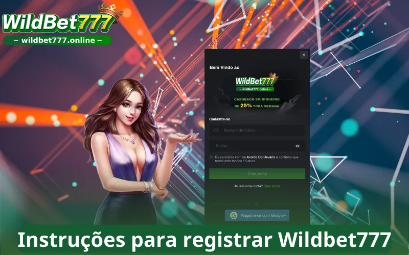 Instruções para registrar Wildbet777