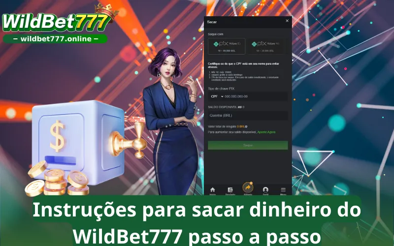 Instruções para sacar dinheiro do WildBet777